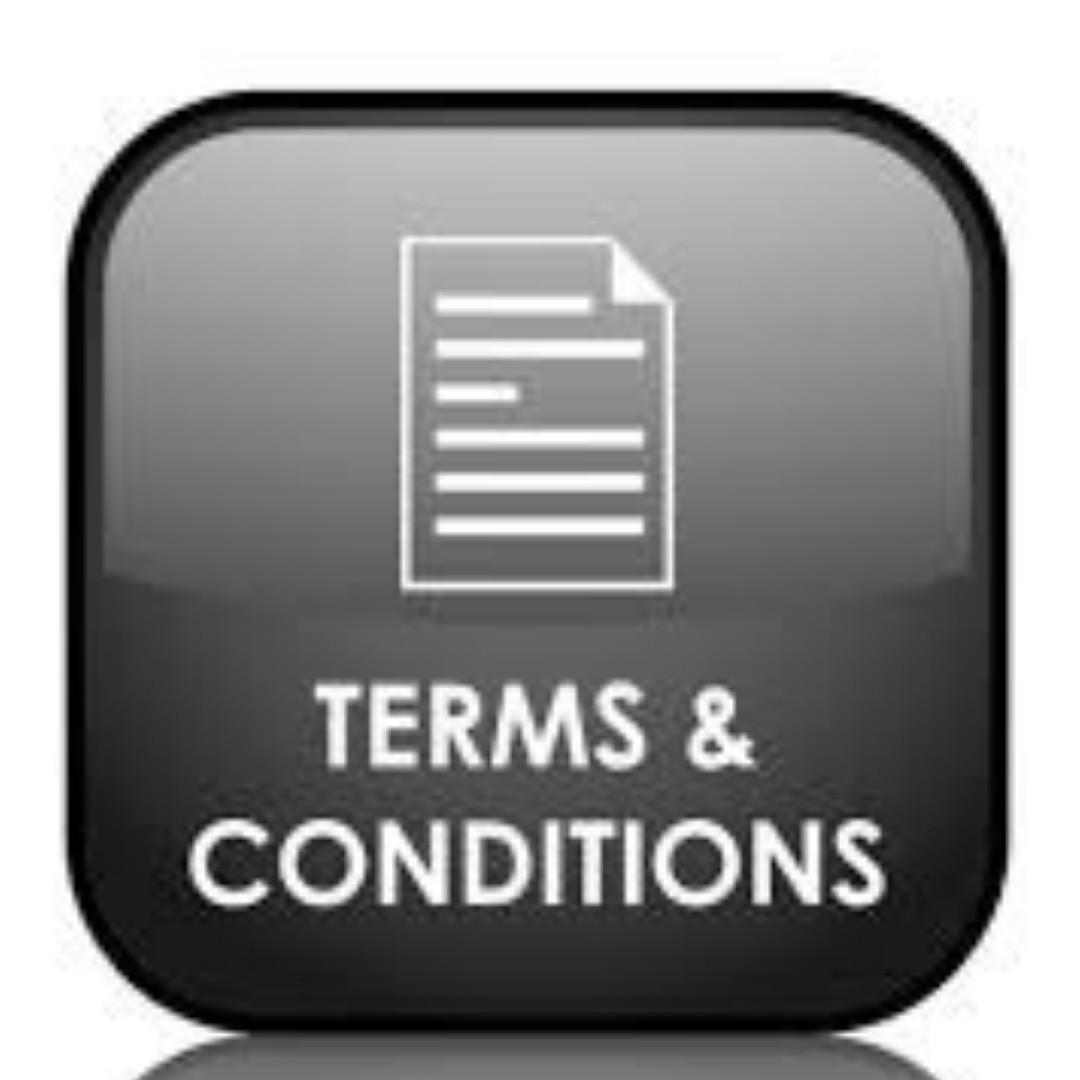 Term & Condition (Category: Everything Else) located in Singapore. Submitted by tinggg9 (Listing ID 185998307, Image 1). Description: Please read before buying ~ ~General Information~ -Please be nice! i will mirror ur attitude :) -Please give time to reply at least 48 HOURS to reply u ,if i did not reply u after 48 hours pls prompt me :) -FCFS if it does not states bid or will sell to higher price ~Service~ -Mailing service ~Offer ~ -Please make 