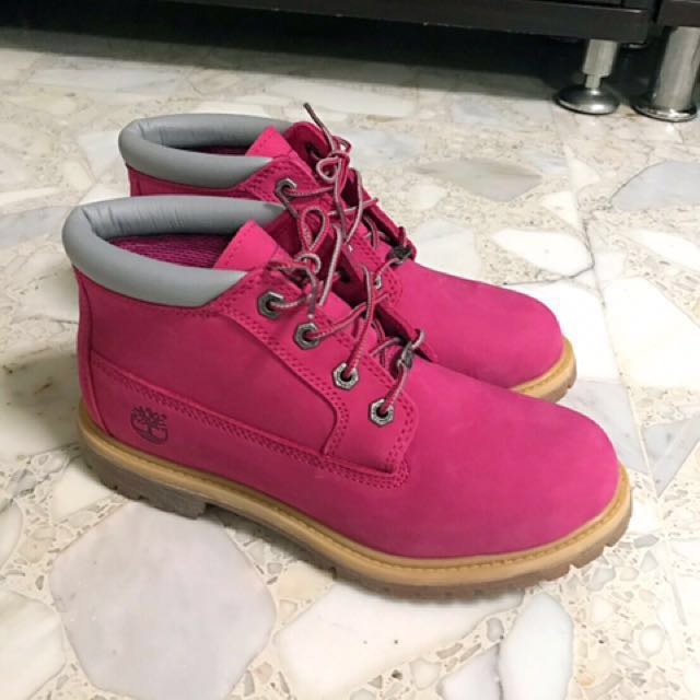 dark pink timberlands