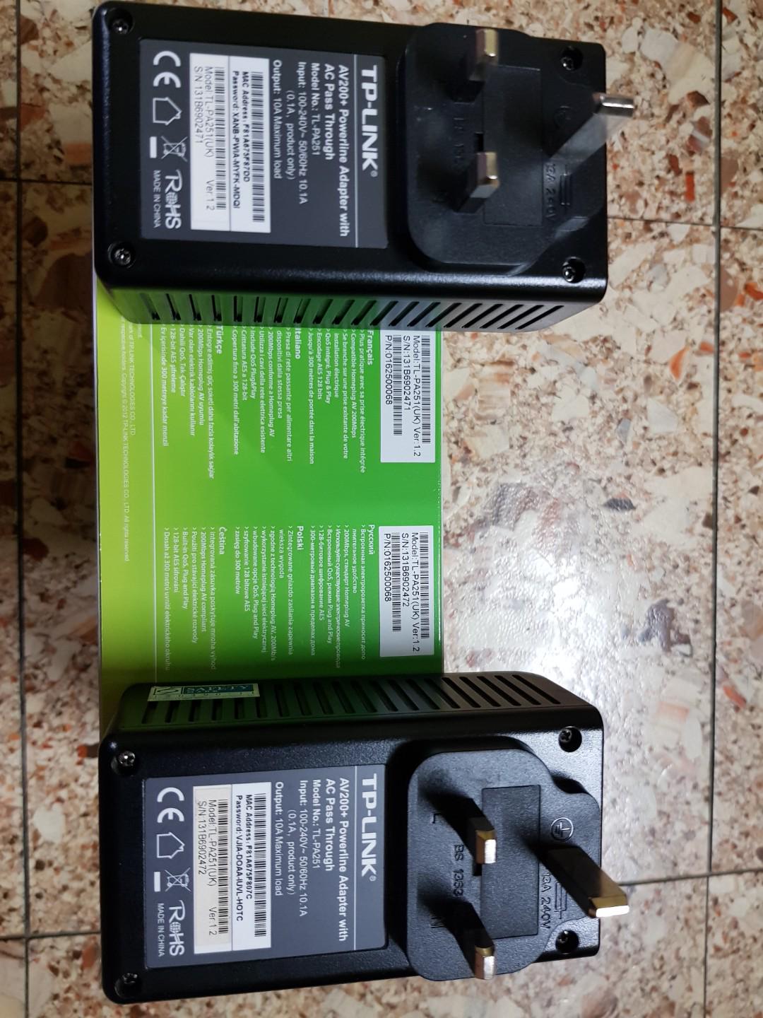 TPLINK TLPA251KIT Powerline Adapter, Computers & Tech, Parts & Accessories, Cables & Adaptors