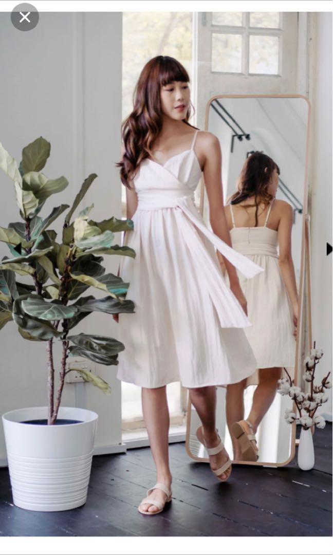 wrap front midi dress