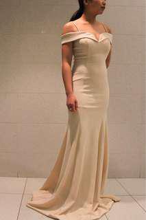 Cream Off the Shoulder Gown
