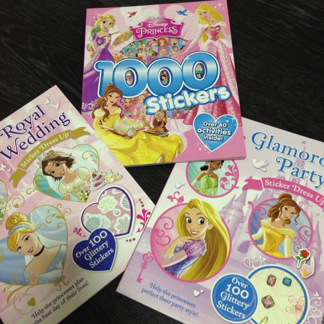 3 Books Of Disney Princess Sticker Book Books Stationery