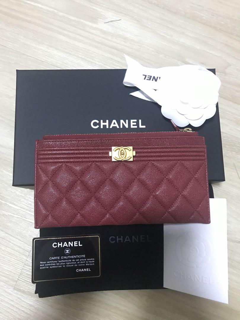 Chanel boy flat wallet, Luxury, Bags 