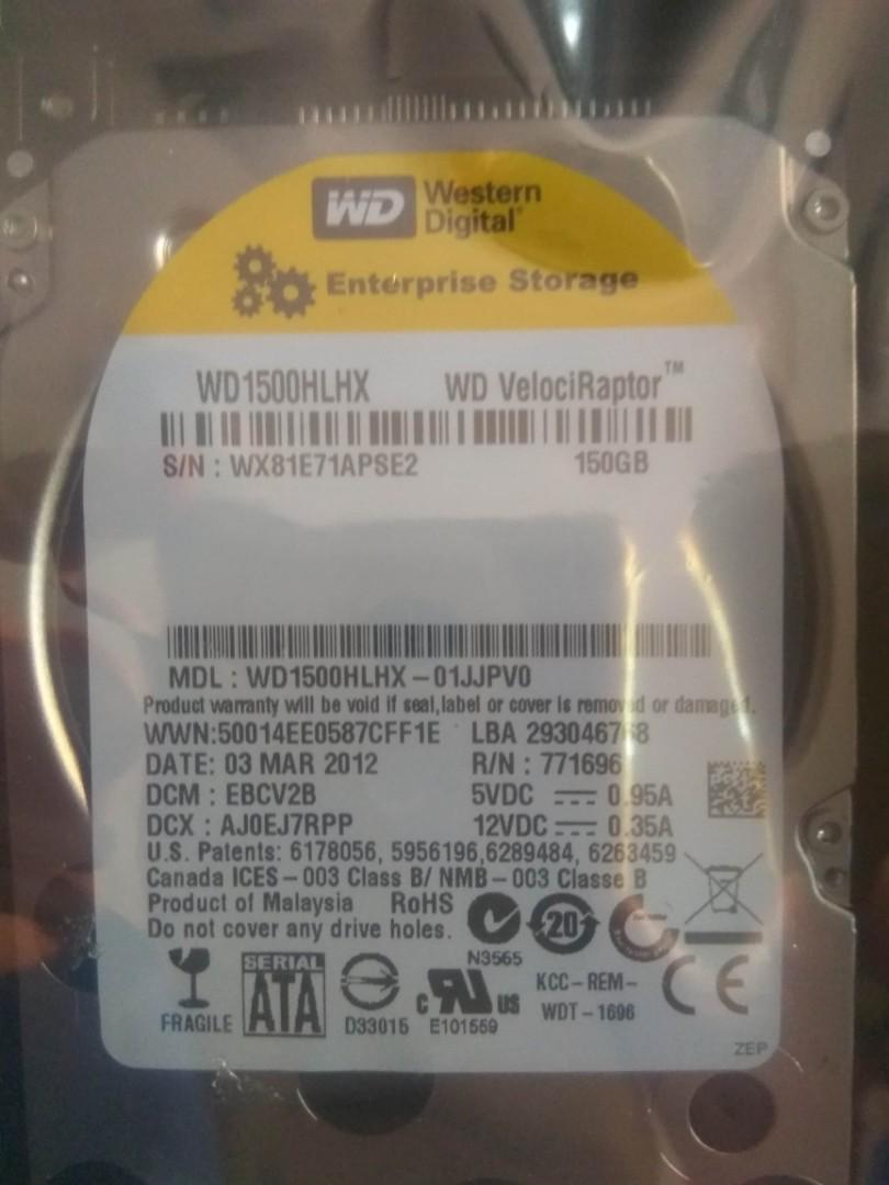 Western Digital - VelociRaptor. 150Gb Enterprise Sata Internal Hdd (new ...
