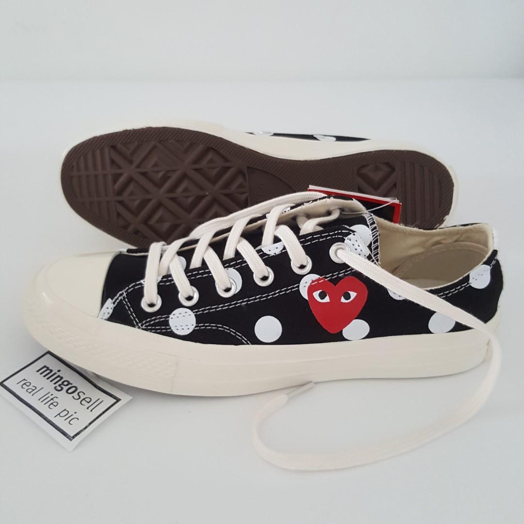 Instock Converse CDG PLAY Polka Dots Canvas Shoes Sneakers off white color