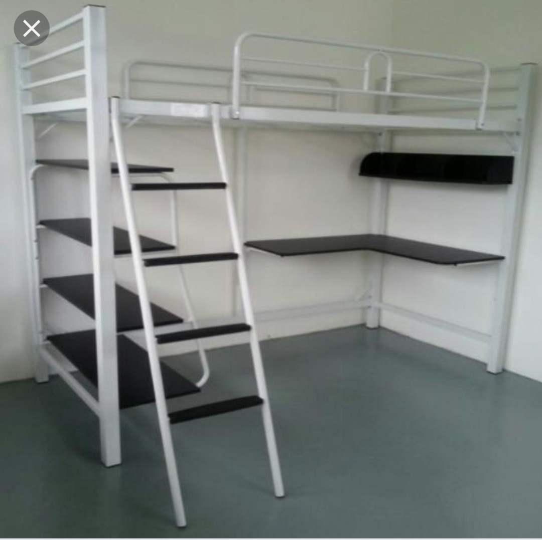 Loft Bed Frame With Study Desk W O Book Shelf And Mattress