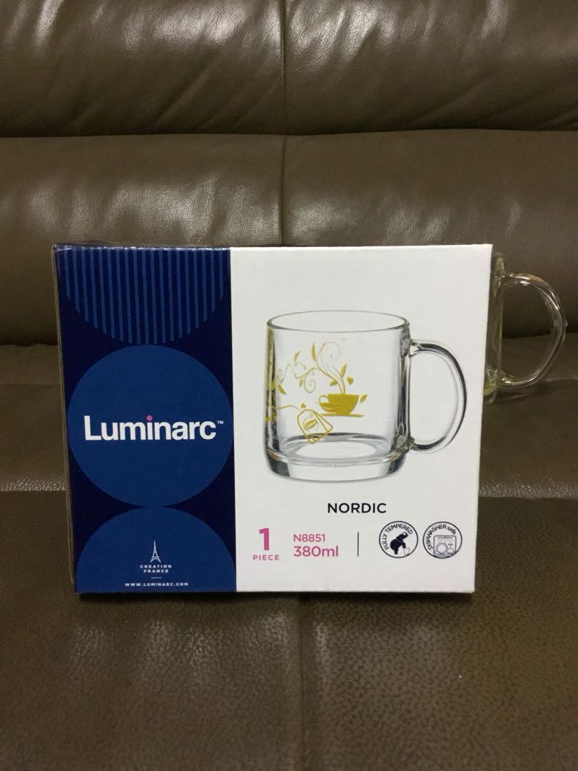 LUMINARC NORDIC 380ML GLASS CUP MUG, Furniture & Home Living