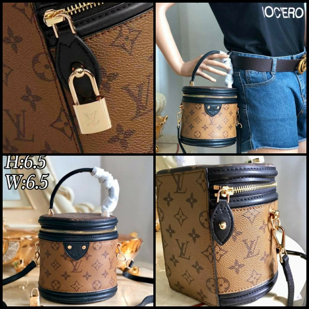 Top Grade Lady Reverse Canvas Coated Real Leather Cannes Bag Women