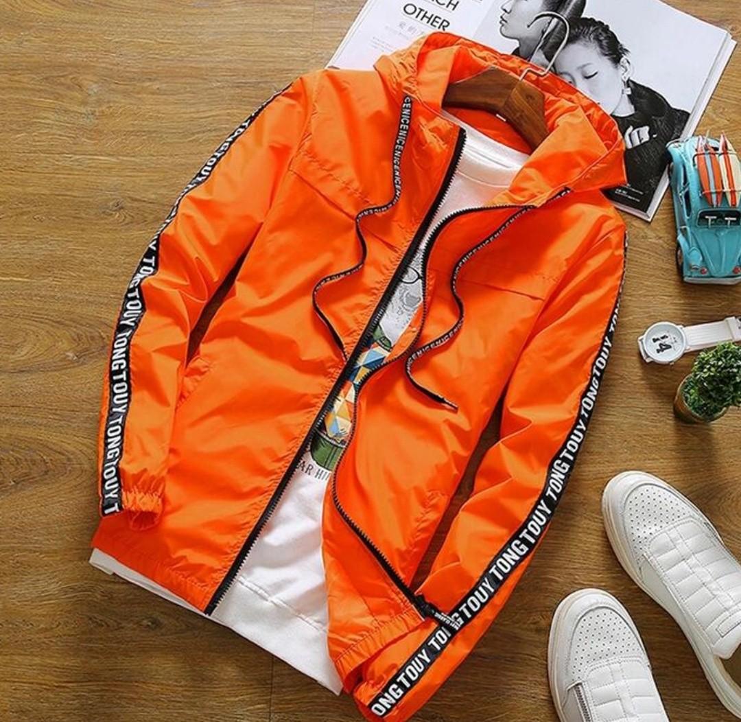 Men Casual Windbreaker Jacket Top White Orange Blue Green Men S