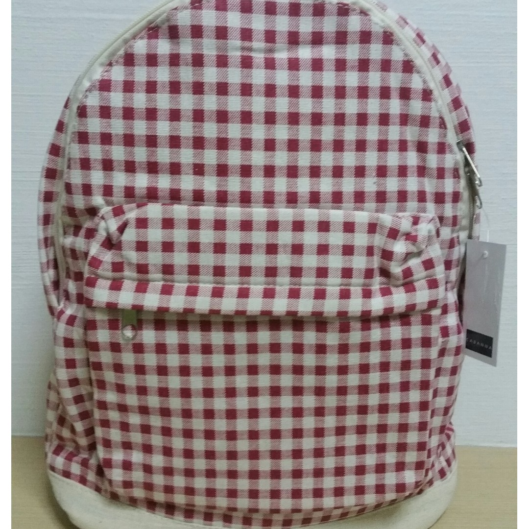 Red Checker Fabric Backpack, Women's Fashion, Bags & Wallets, Backpacks ...