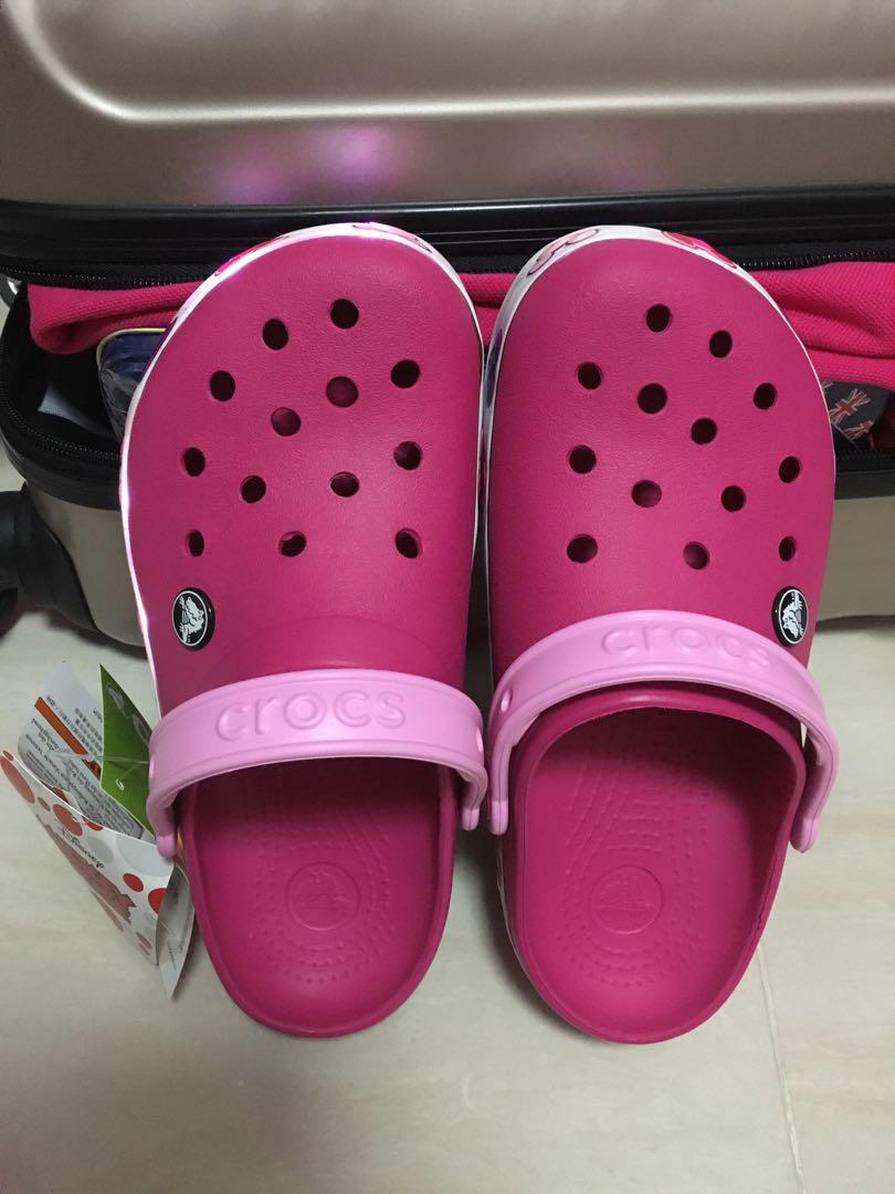Pink Crocs Shoes Mickey Mouse Wt LED 