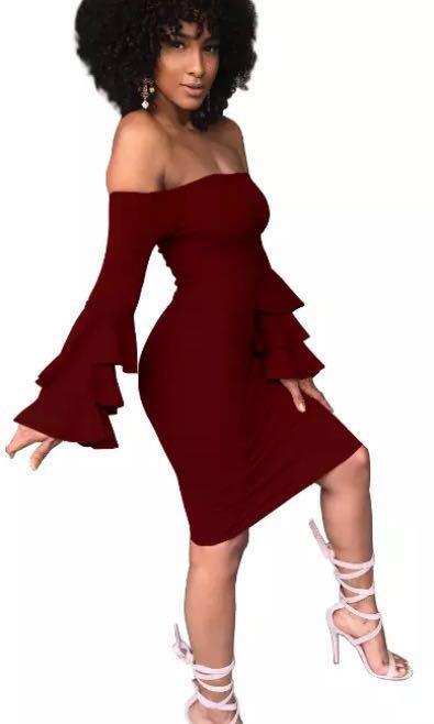 plus size wine red dress