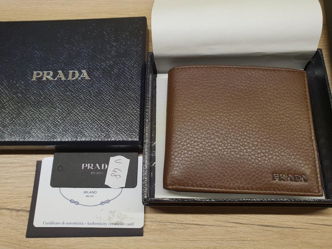 Prada men wallet brown with coin 