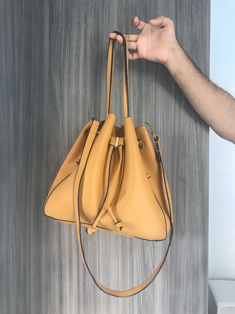 zara yellow bucket bag