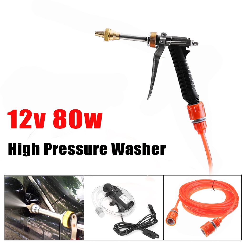 12V Portable 80W 130 PSI High Pressure Car Electric Washer Hose Washing