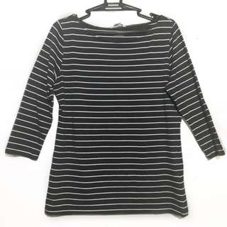 H&M Striped Long Sleeve in Charcoal Shirt