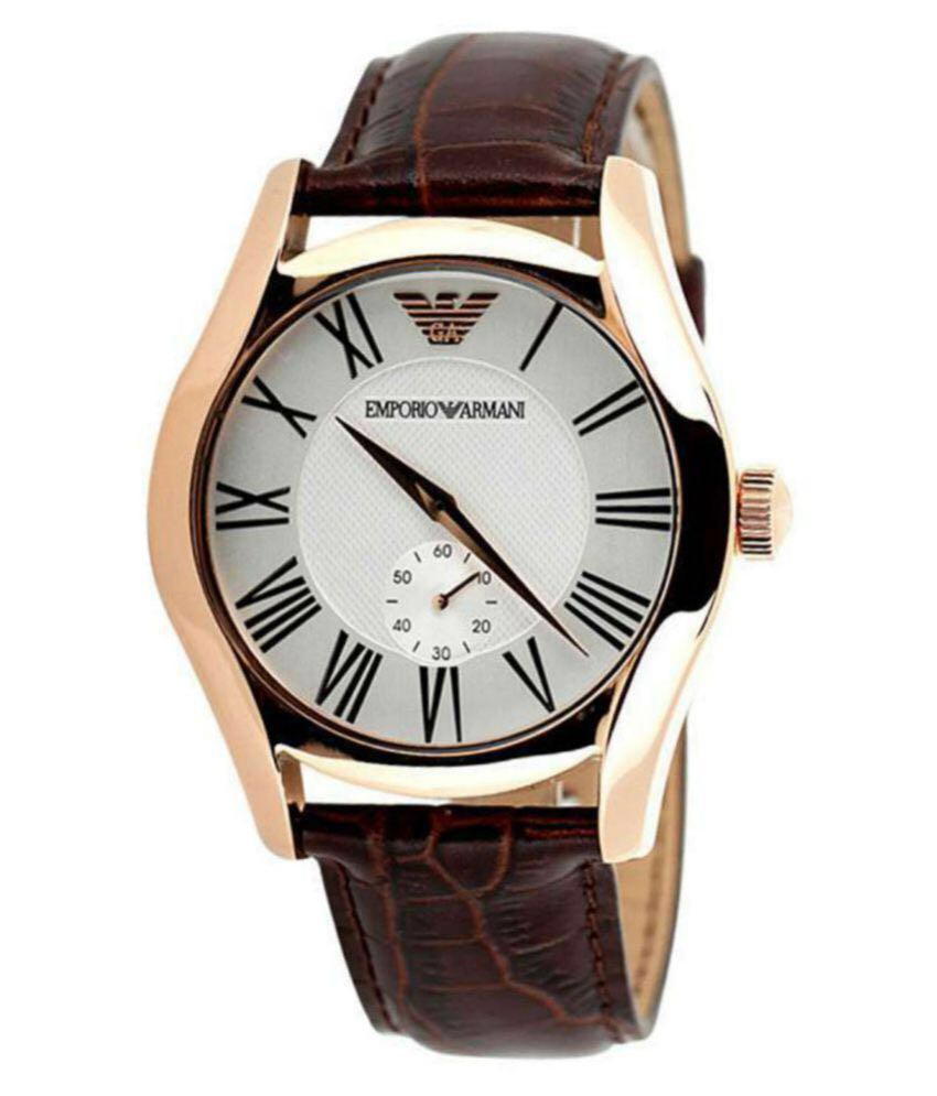gold and brown leather watch AR0677 