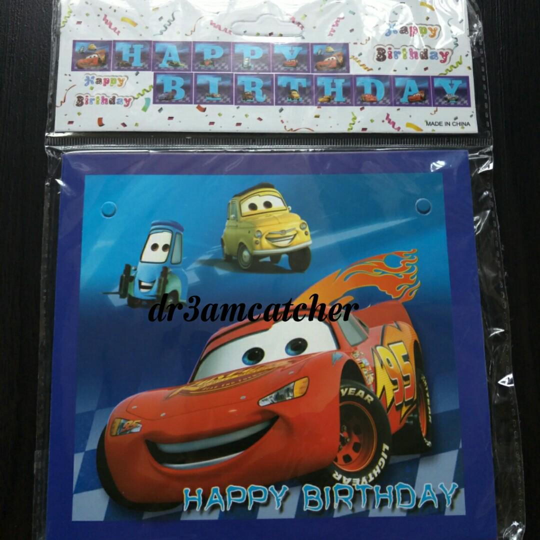 Cars Happy Birthday Banner Babies Kids Toys Walkers On Carousell