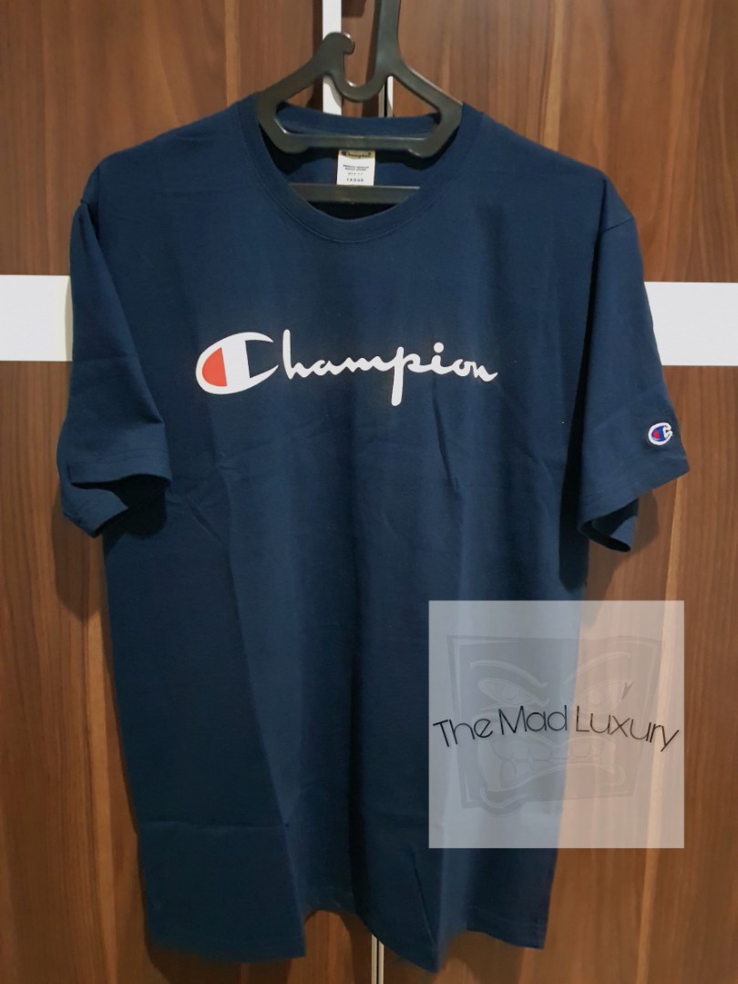 navy blue champion shirt