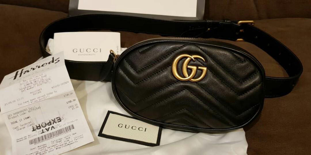 GUCCI MARMONT BELT BAG (BLACK) SIZE 85 