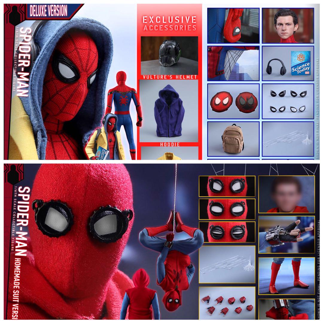 Hot Toys Spiderman Homecoming Tech Suit + Homemade Suit, Hobbies & Toys,  Toys & Games on Carousell