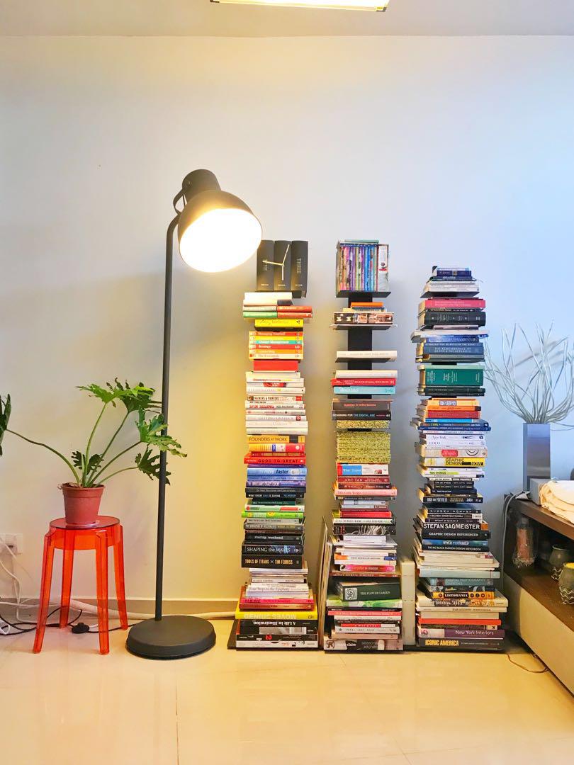 IKEA HEKTAR Floor lamp with LED bulb dark gray, Furniture & Home Living