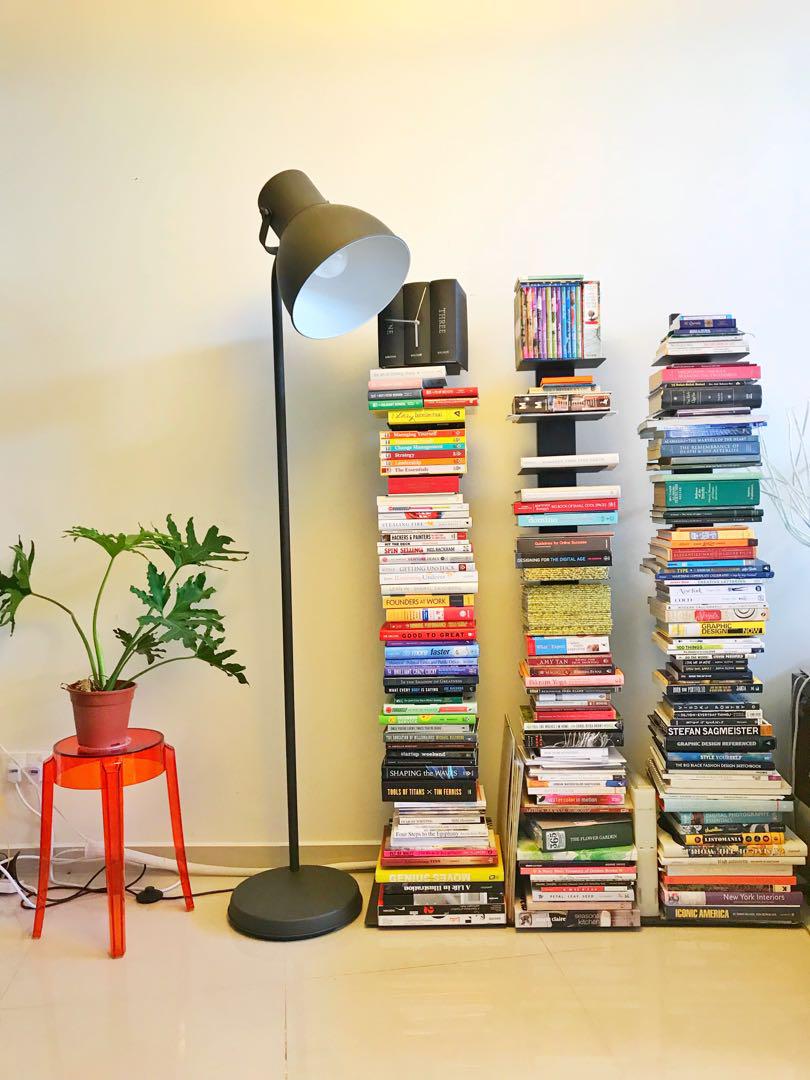 IKEA HEKTAR Floor lamp with LED bulb dark gray, Furniture & Home Living