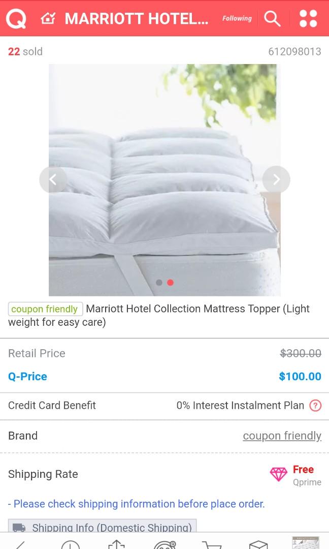 Marriott Hotel Collection Bed Topper 5cm thickness, Queen, Furniture, Beds & Mattresses on
