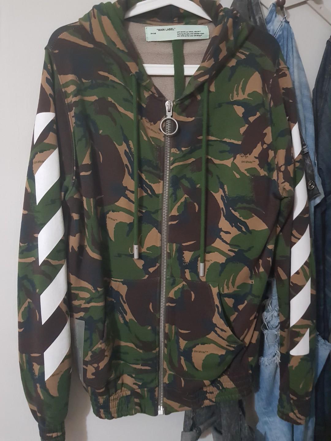 Off white online camo zip hoodie