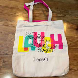 Benefit laughter is the best cosmetic tote bag