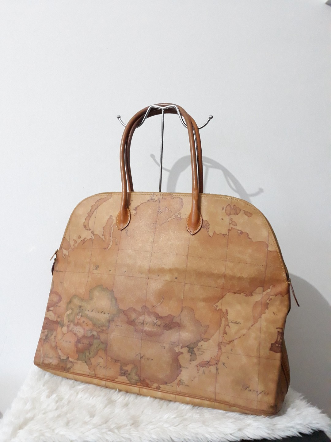 Authentic Alviero Martini Prima Classe World Map Medium Alma Tote Bag Hand