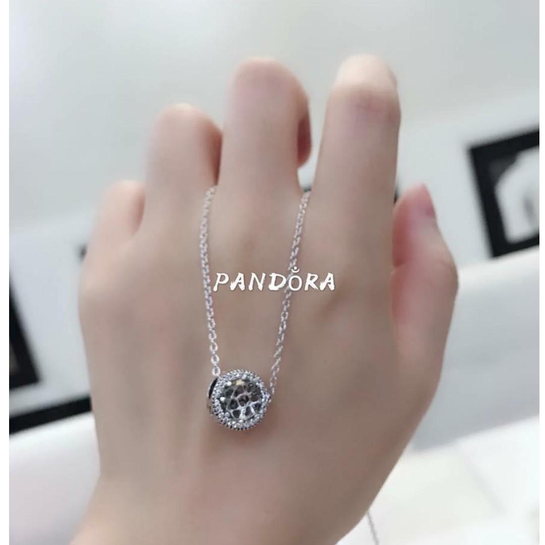 Authentic Pandora Chain Necklace & Sparkling Birthstone Charm CRYSTAL
