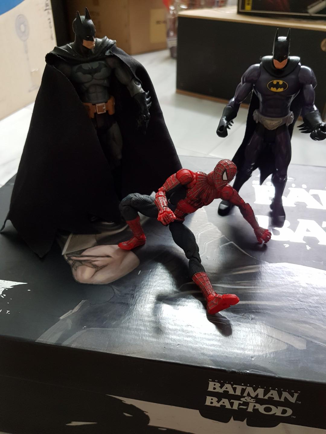batman and spiderman figures