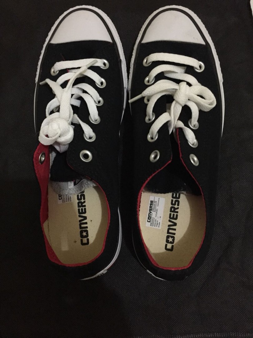 black converse double tongue