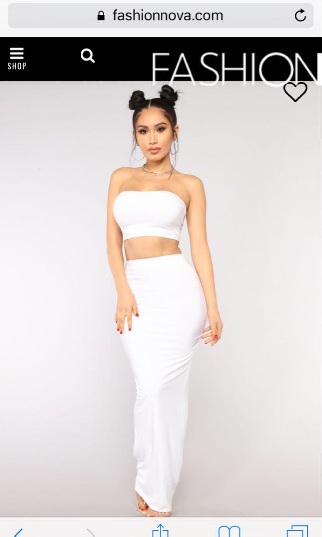 Fashion nova white maxi skirt discount