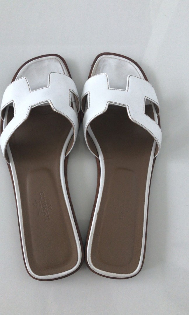 hermes oran white sandals