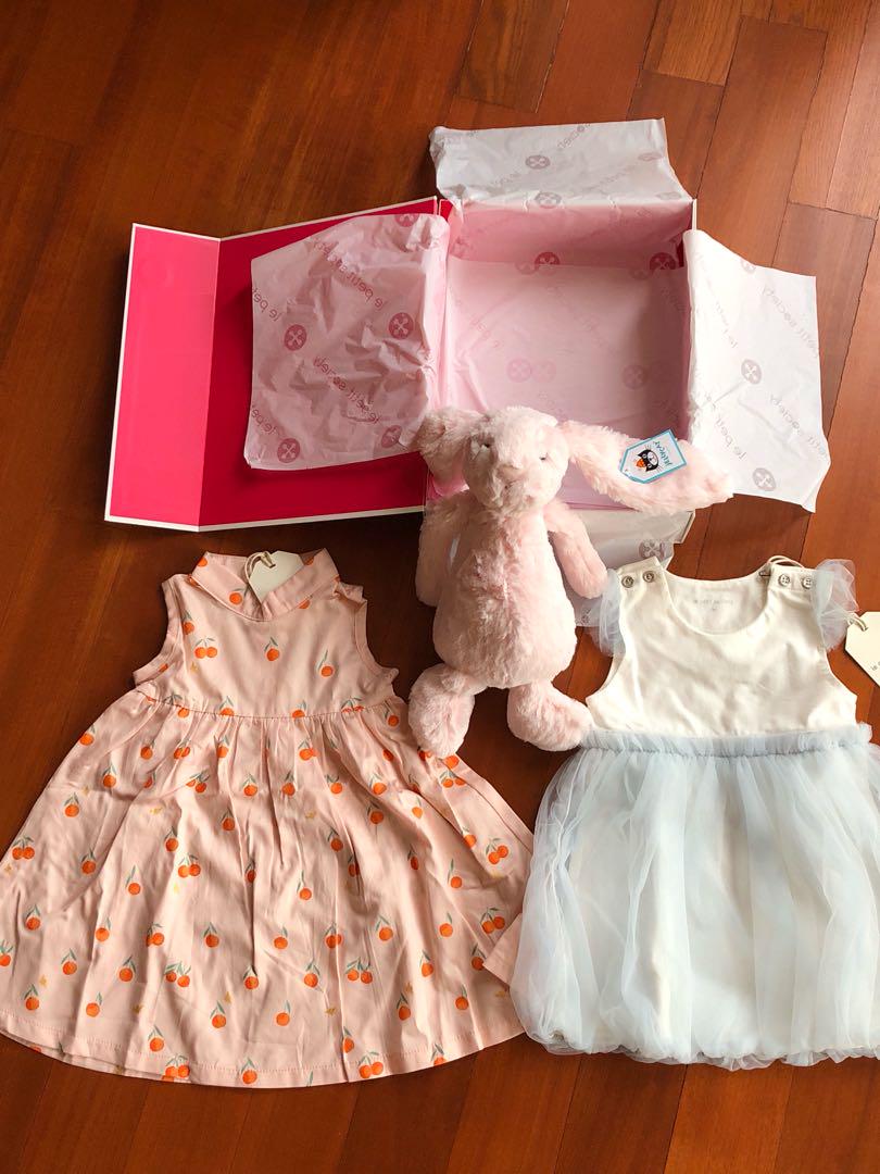 Le Petit Society gift set (2 dresses and bunny toy), Babies & Kids