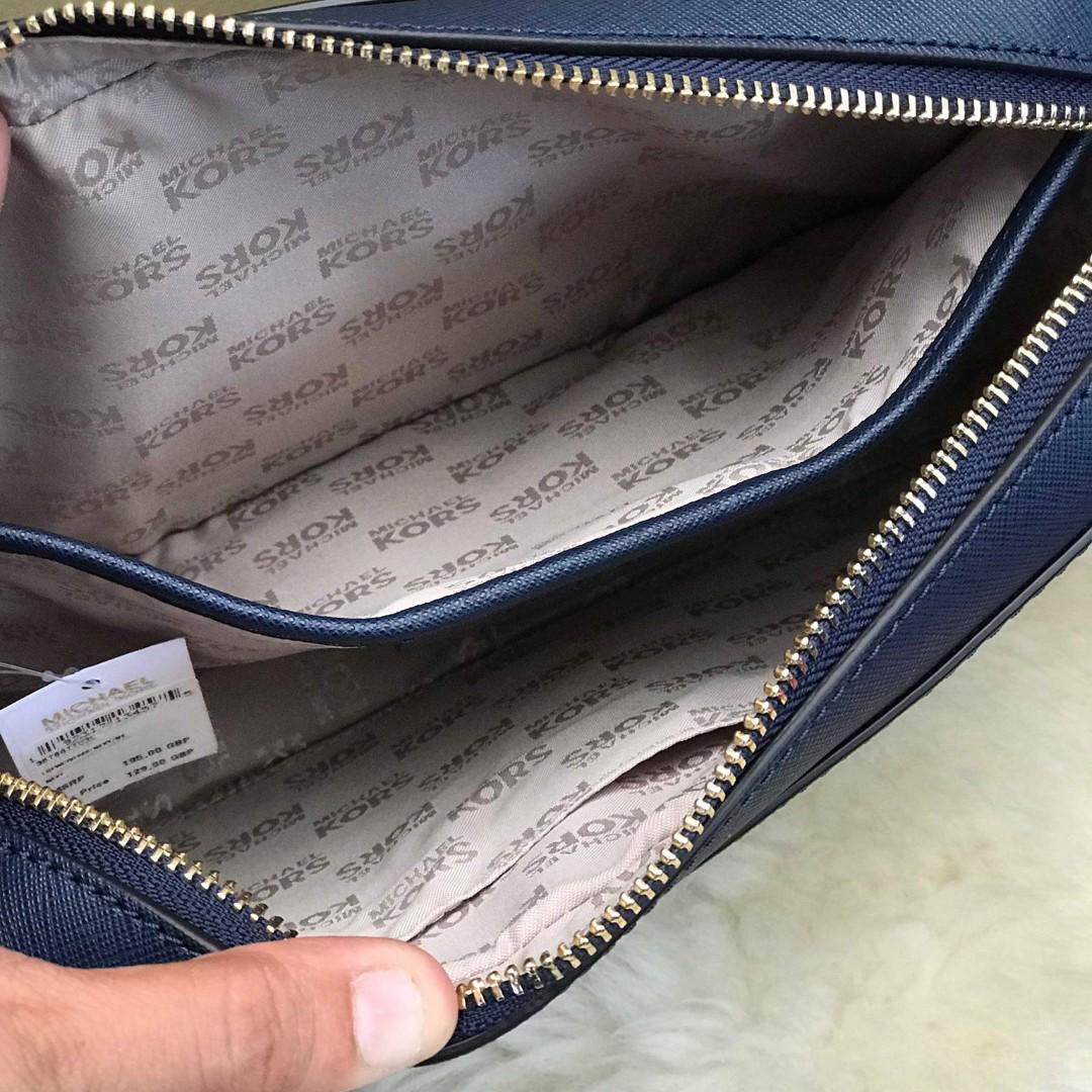 Michael Kors Jet Set Dragonfly Leather LG E W Crossbody bag navy