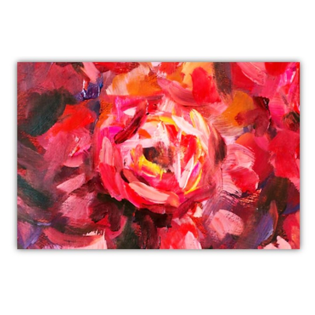 Modern Abstract Up Close Of A Red Peony Oil Painting Canvas Art