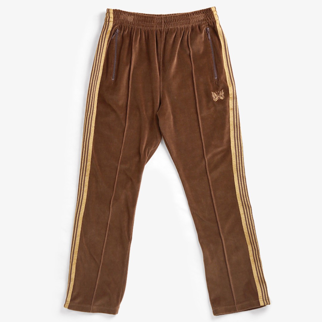 Needles Brown Velour Narrow Track Pants (Exclusive), Men's Fashion