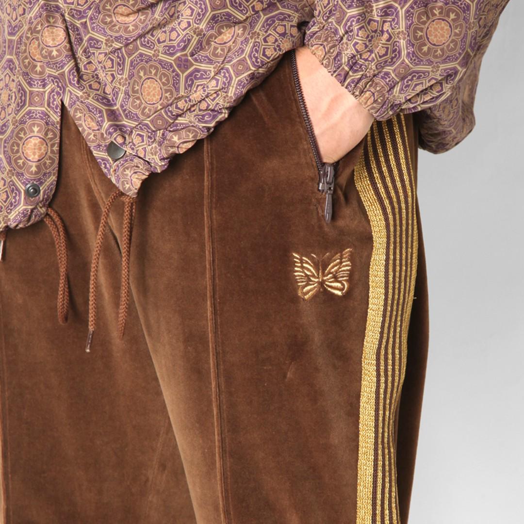 Needles Brown Velour Narrow Track Pants (Exclusive), Men's Fashion