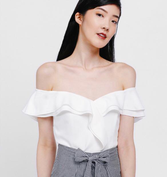 cute white off the shoulder tops