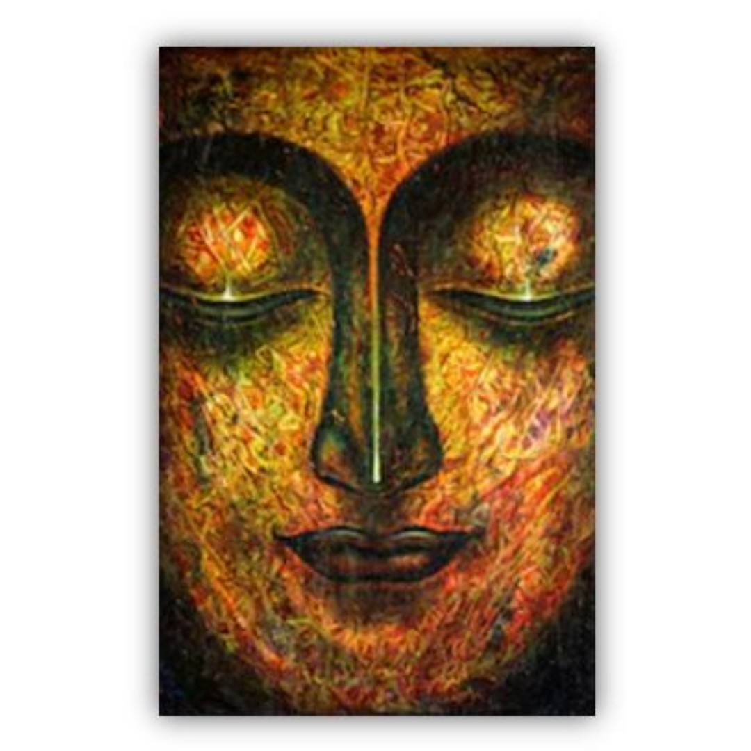 Oil Painting Of The Buddha S Face Meditative Canvas Art Print