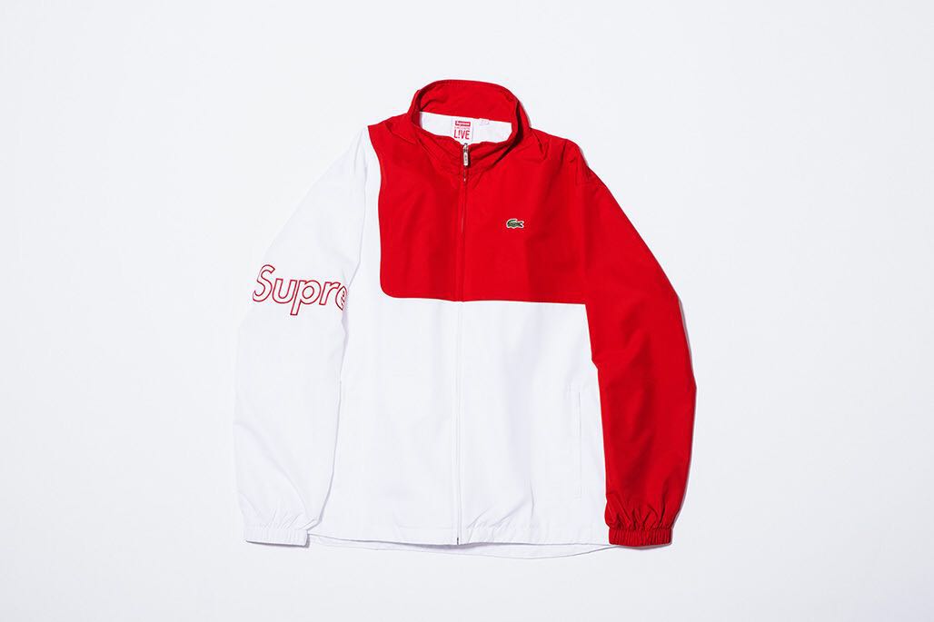 supreme lacoste track jacket red white 