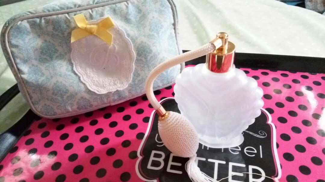 Vintage Inspired Spray Perfume Bottle (Category: Body Care) located in Quezon City. Submitted by rosanna_c (Listing ID 186464760, Image 2). Description: Vintage Inspired Spray Perfume Bottle Refillable Available in Pink, White and blue P200 each MEDIUM SIZE P300 each BIG SIZE Bottle made of glass with embossed Butterfly -Medium Size Shell design - Big Size Perfect gift for your mom, GF and BFF *CONTAINER ONLY **PERFUME NOT INCLUDED.