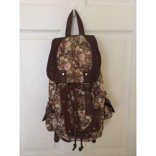 Call It Spring Brand Floral Leather Detailed Backpack