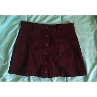 Forever 21 Maroon Button Down Skirt