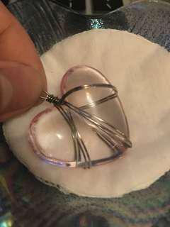 Clear pink heart charm
