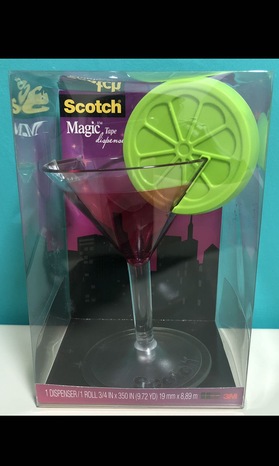 3M Scotch Magic Tape Dispenser Martini Glass Cocktail + Scotch Magic