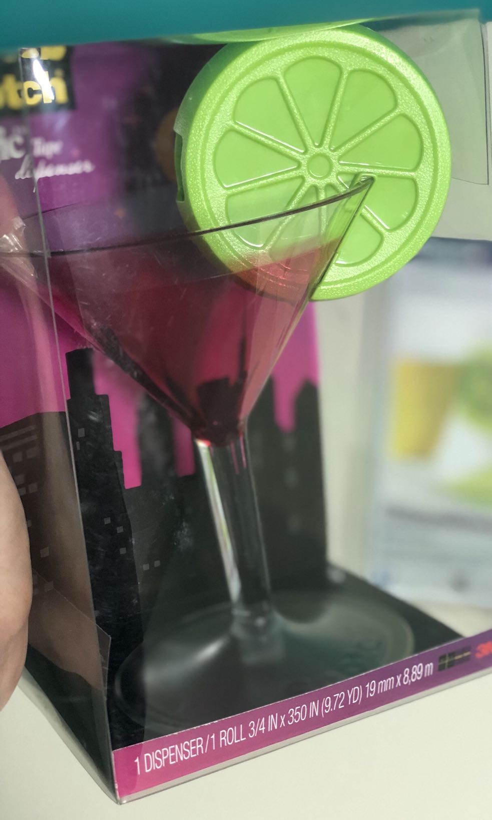 3M Scotch Magic Tape Dispenser Martini Glass Cocktail + Scotch Magic